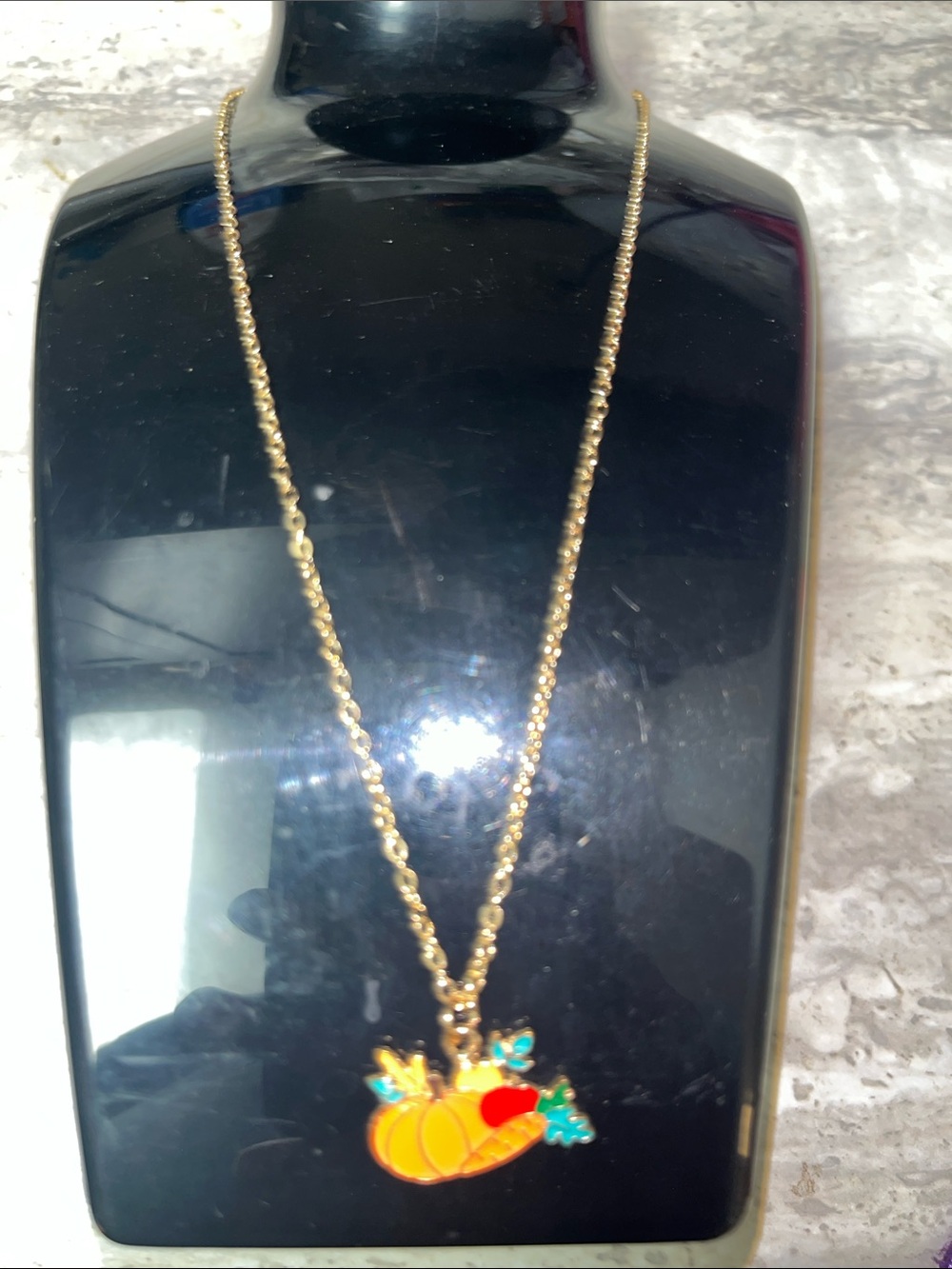Gold-Tone Pumpkin Pendant Necklace